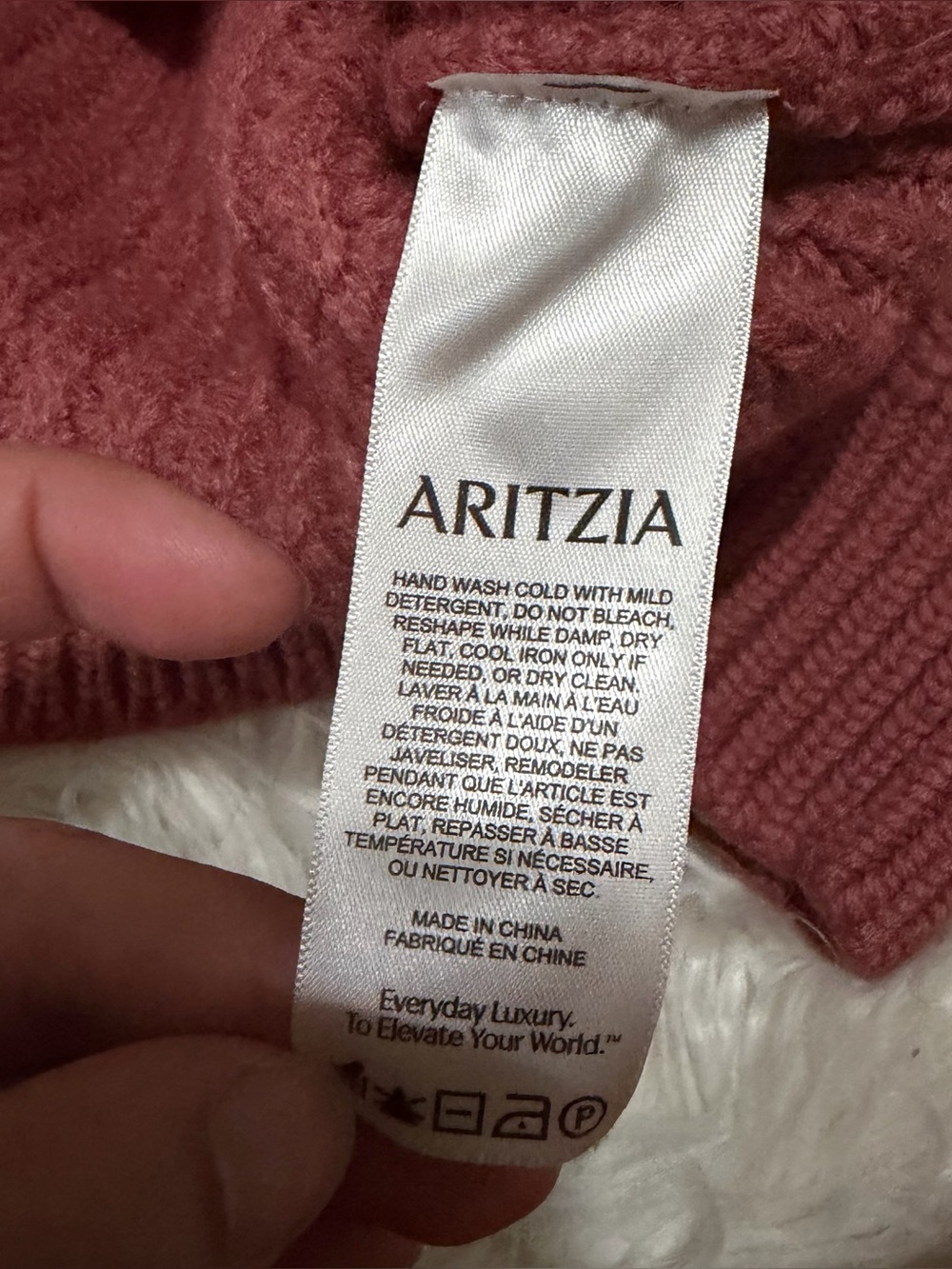 Aritzia Wilfred Free 100% Wool knit sweater pastel rose size XS - Picture 4 of 5